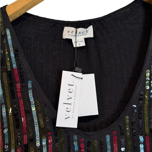 Anthropologie Velvet By Graham  Elisa Retro Sequin Drape Dress Size‎ Small - Picture 4 of 14